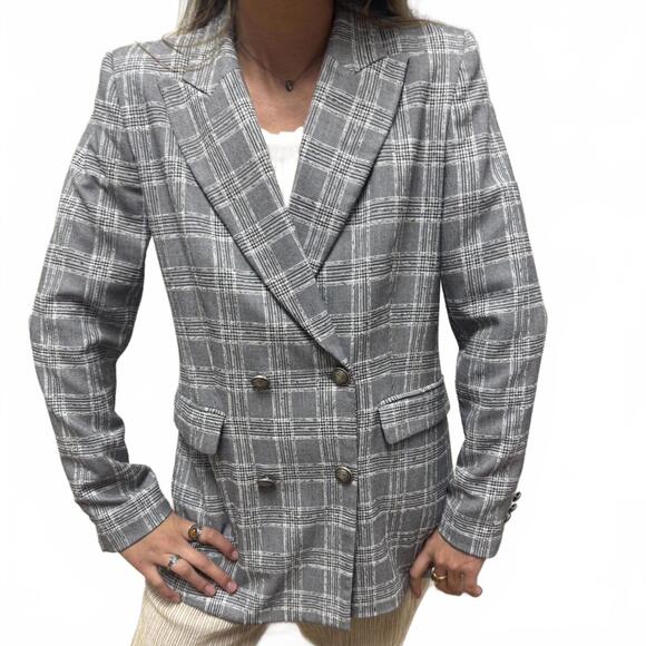 Zara Basic Houndstooth Double-Breasted Blazer – Size M - Picture 1 of 5